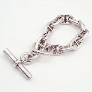 HERMES Chaine D'ancre GM Chain Bracelet Sterling Silver 12 Link Toggle 310LC541